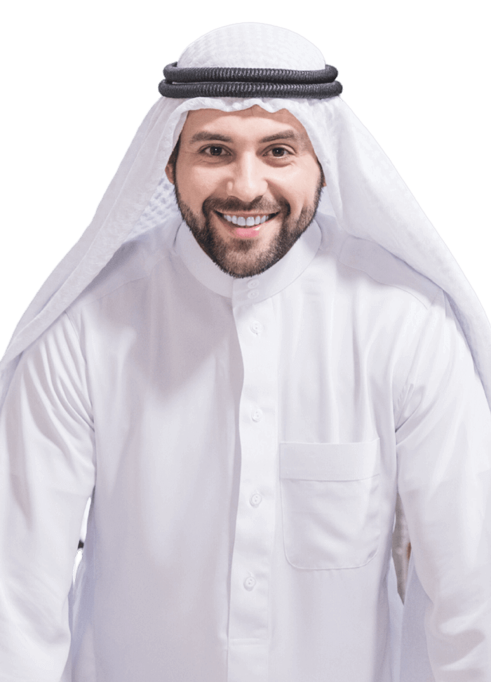 Arabian-businessman-standing-and-smiling-in-office